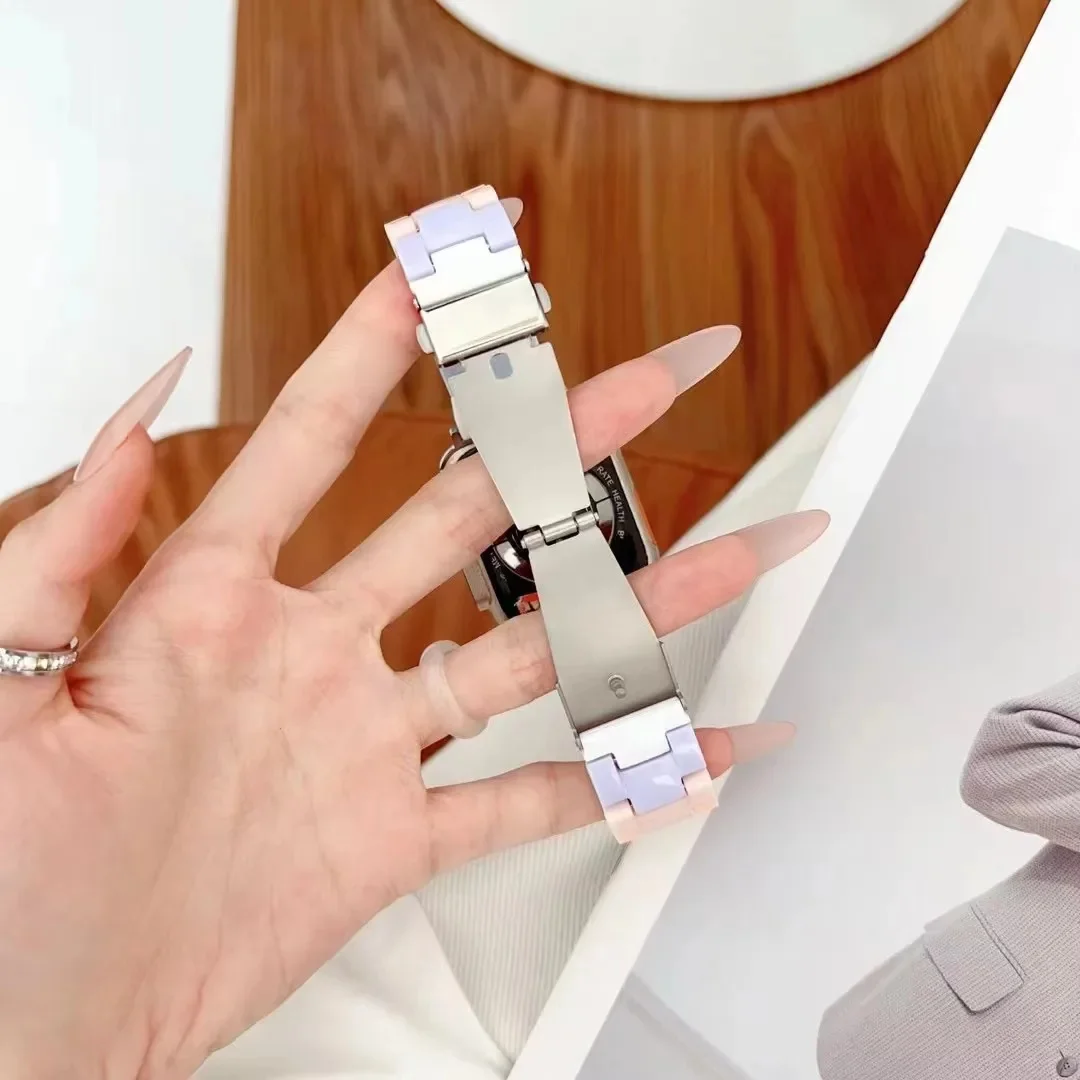 Rainbow Clear Resin Band for Smartwatch - Lightweight Wristband Strap Bracelet