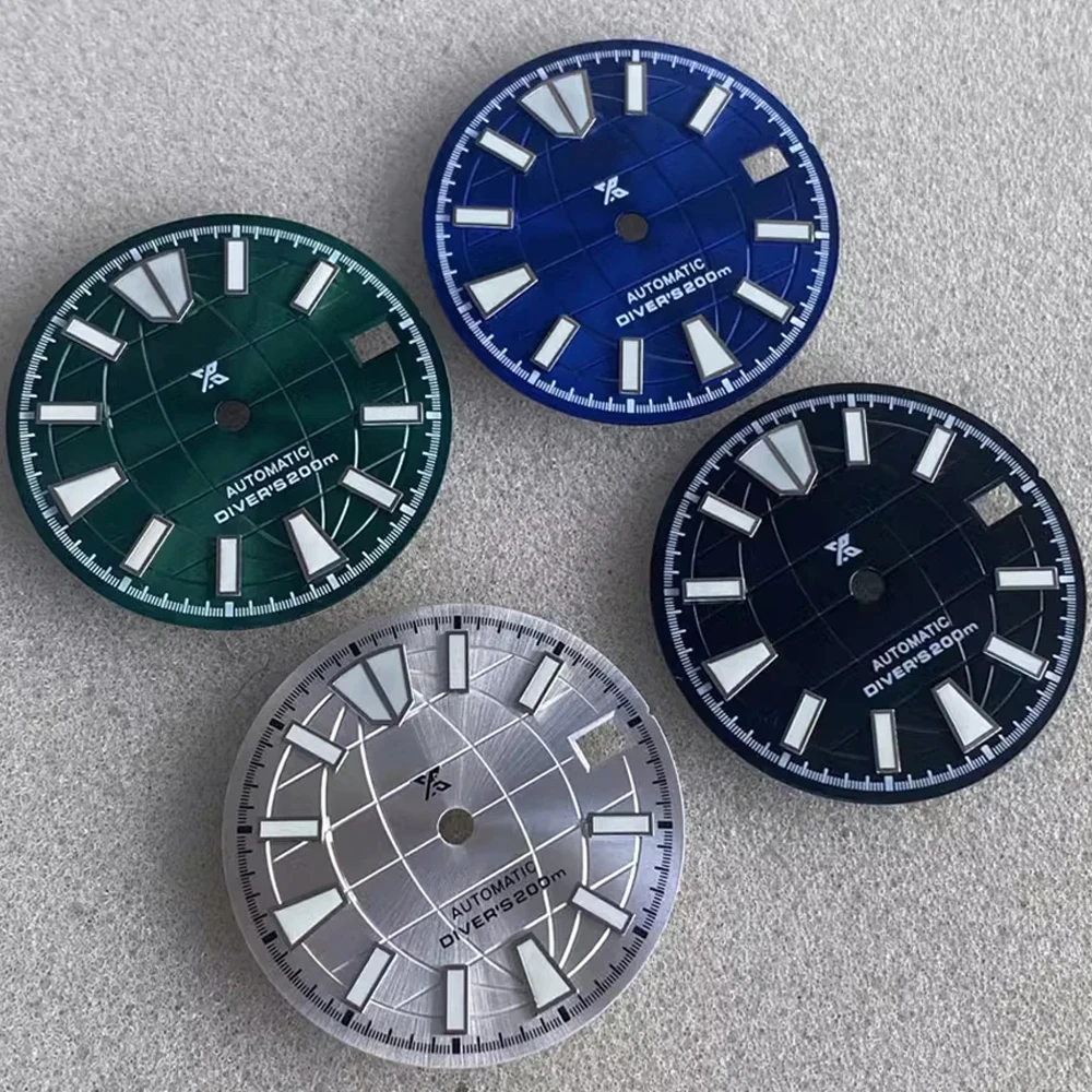 

New NH35 Dial 28.5mm Green Luminous Watch Dial for NH35 NH36 4R 7S Movement 3D Nails Single Calendar Watch Faces Accessories