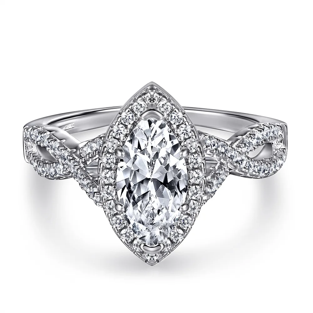 XUYUANFEN Tonglin Hot selling Cross border E-commerce Ring S925 Sterling Silver Women's Wedding Ring with Horse Eye Zircon Cross