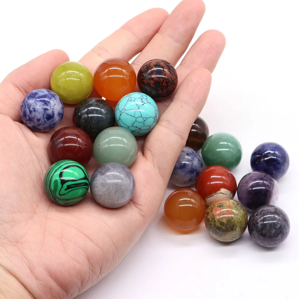 

20mm Round Bead Crystal Ball Set Chakra Natural Amethyst Gems Sphere Pocket Stone Quartz Reiki Energy Home Decor Specimen Gift