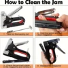 4 in 1 Staple Gun Heavy Duty with Staples Remover, Gloves, Manual Power Adjustment Stapler Gun for Wood Upholstery Carpentry DIY 6