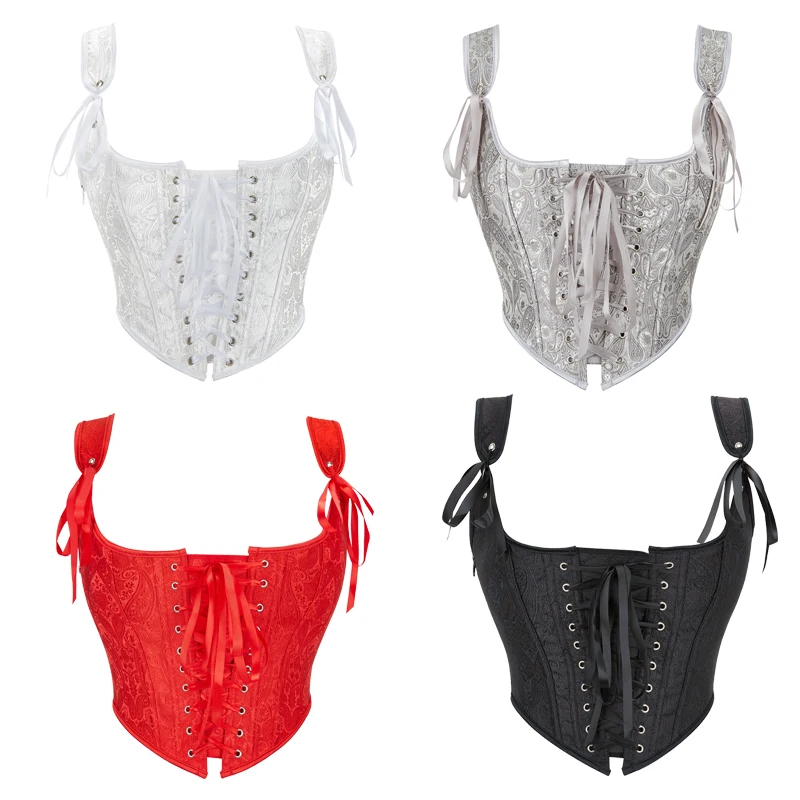

Steampunk Tank Top Vest Women Bustier Vintage Bodice Gothic Corselet Overbust Corset Side Zip Crop Top