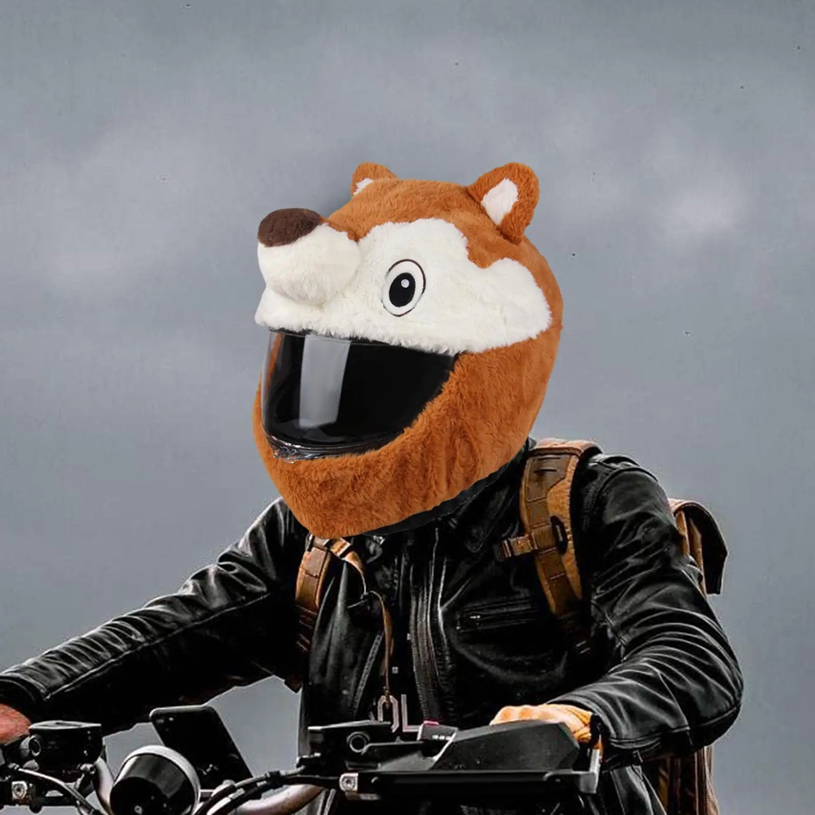 Motorcycle Helmet Cover Squirrel Shaped Soft Plush Gifts Funny Helmet Cover