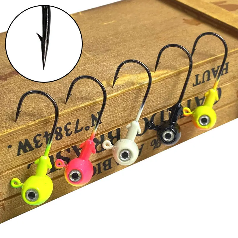 JYJ 다채로운 해머 모양 지그 헤드 후크, 낚시 후크 지그, 부드러운 미끼 미끼, 큰 3D 눈, 3.5g, 5g, 7g, 10g, 14g