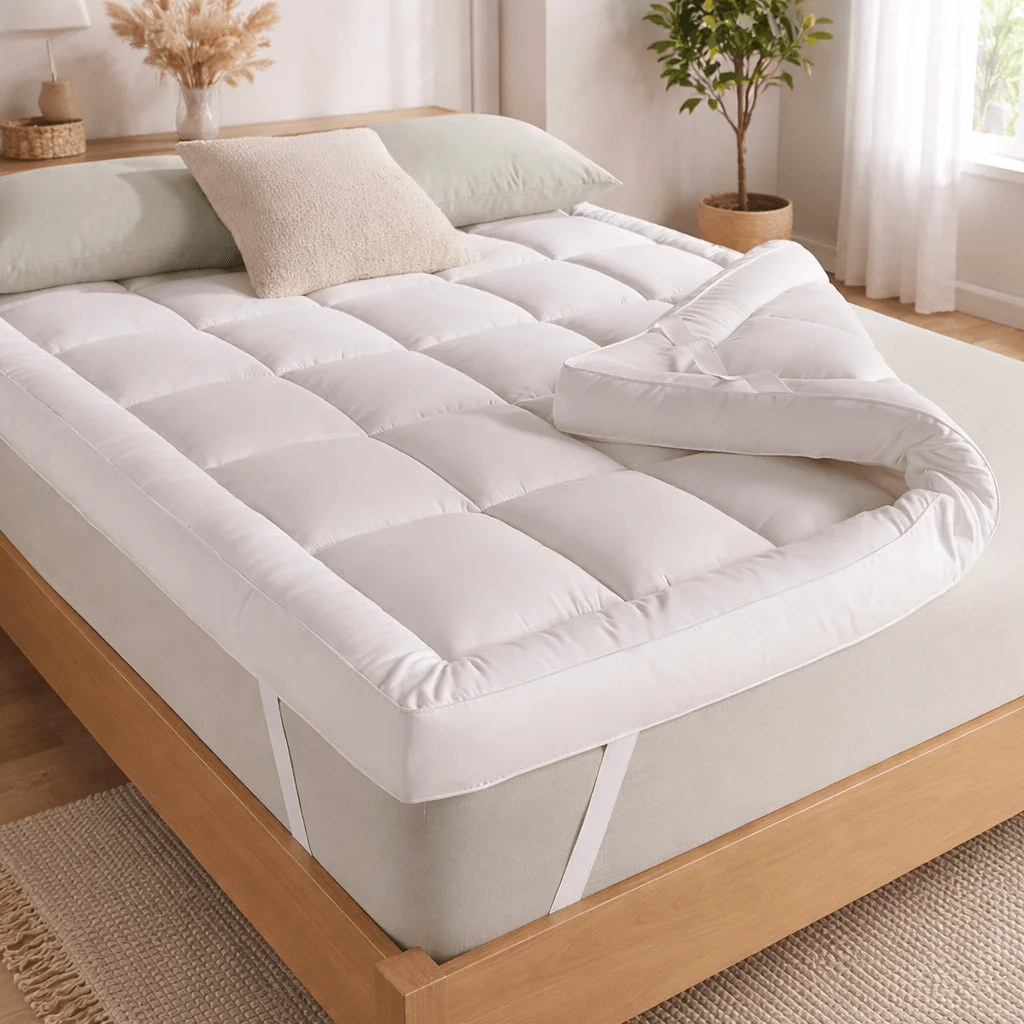 Extra Thick 10cm Mattress Topper, Hotel Quality Soft Quilted Mattress Pad, Brushed Top with Virgin Ball Hollowfiber Filling, Ela