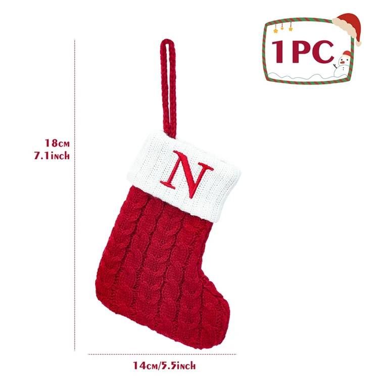 Festive Knitted Christmas Ornament Sock - Holiday Home Decoration and Gift
