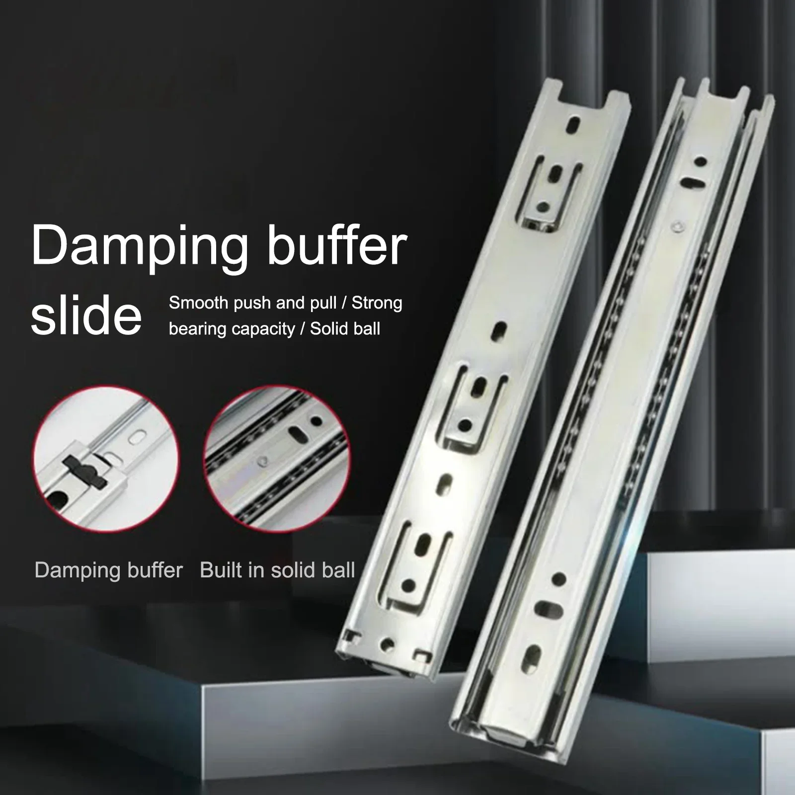 

Однотонная нажимная Бесшумная буферная Скользящая дорожка для ящика шкафа телескопическая трехсекционная скользящая гидравлическая направляющая