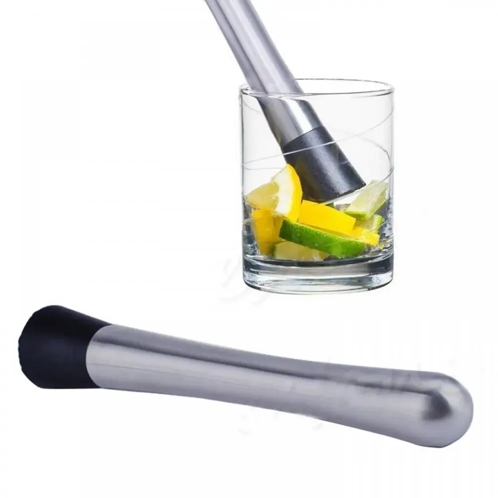 Cocktail Stirrers Bar Muddler 20cm Stainless Steel Cocktail Muddler and Mixing Spoon Professional Bar Cocktail Muddler Set for Mojitos Bar Accessories