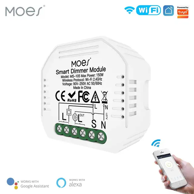 Moes DIY สมาร์ท WiFi ไฟ LED Dimmer 1/2 Way Switch Smart Life/Tuya APP รีโมทคอนโทรล, ทํางานร่วมกับ Alexa Echo Google Home 1