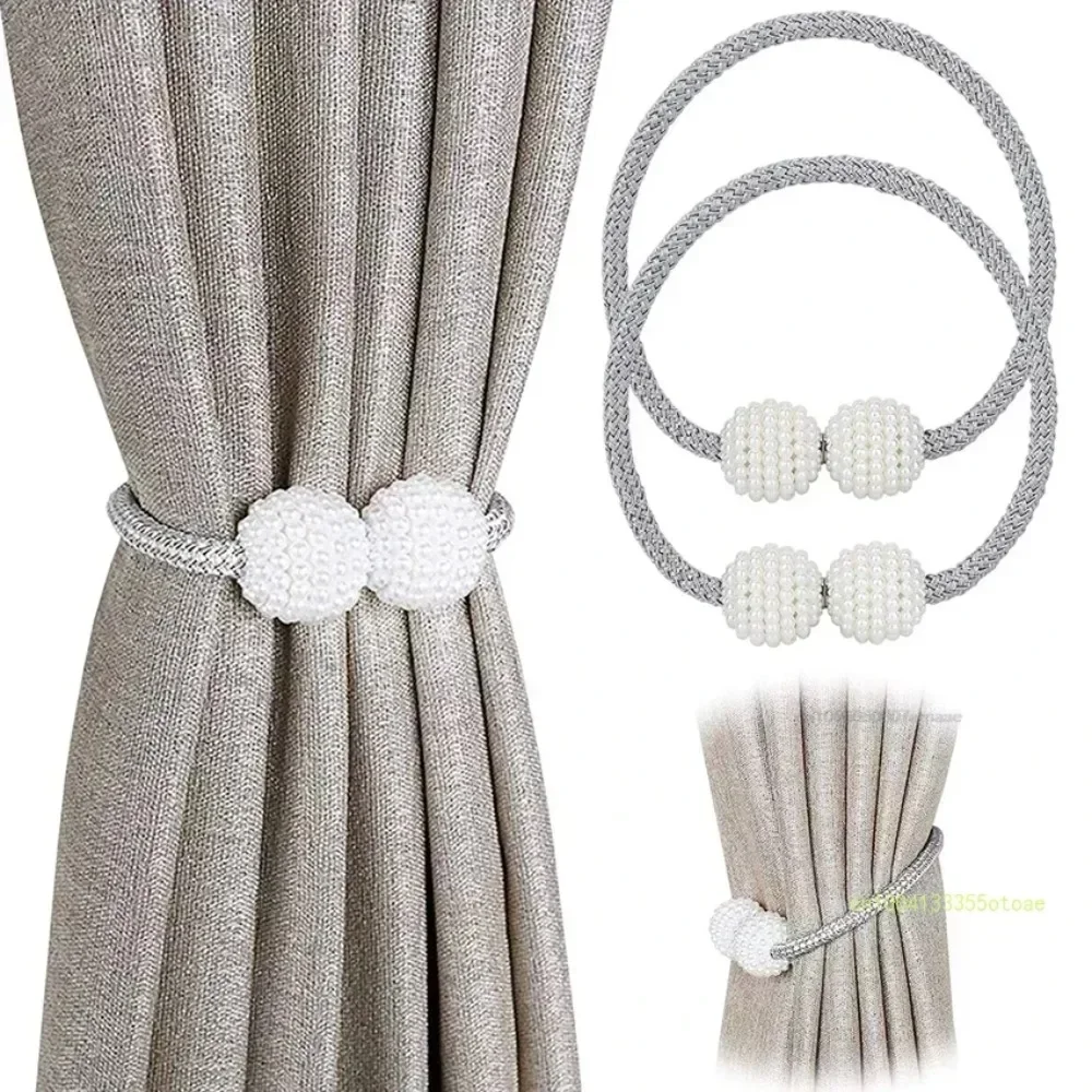 Fermatende Magnetici (4 Pezzi) Per Tende – Grigio, Fascette Portatende Con Magneti Forti, Nessun Danno Al Muro - 2