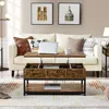 Rustic Lift Top Coffee Table w/Hidden Compartment & Open Shelf, Lifting Tabletop Coffee Accent Table for Living Room 2