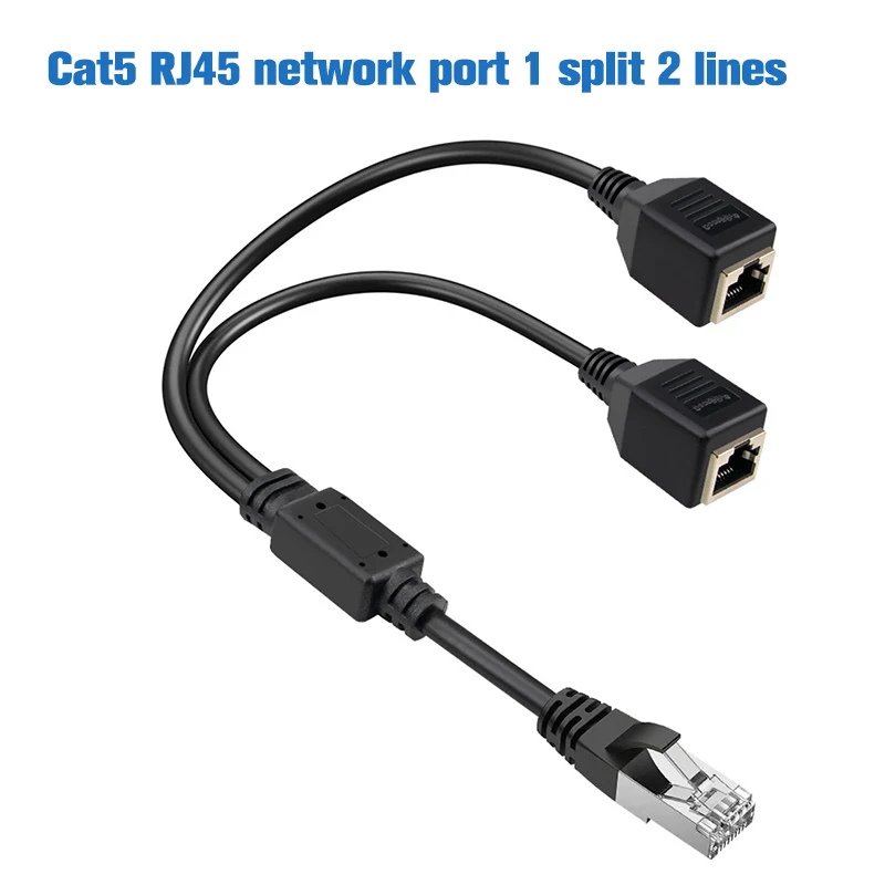 

RJ45 Ethernet Splitter Adapter 1 Male to 2 Female LAN Network Splitter Support Cat6 Internet Networking Extension Cord