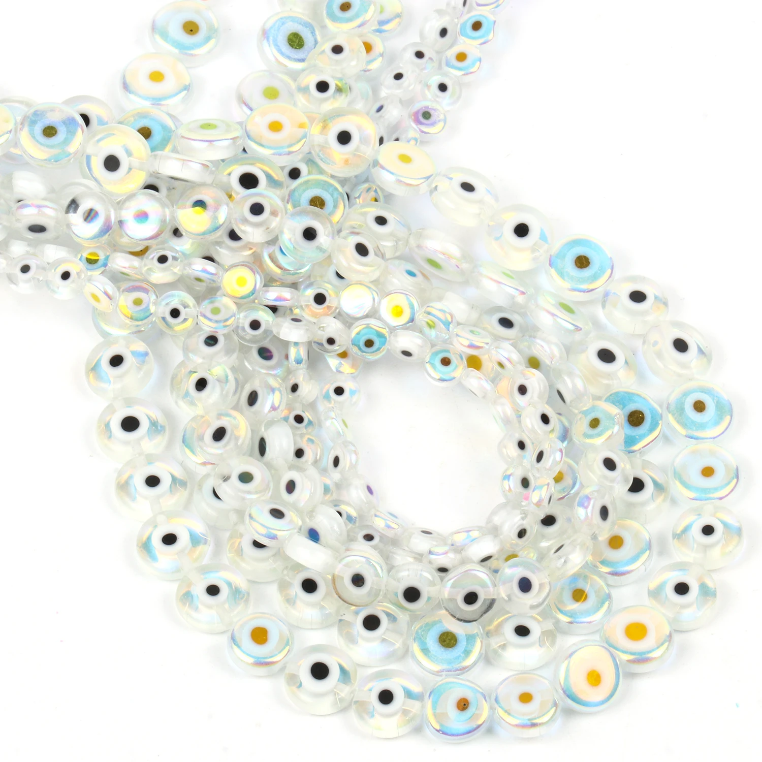 6/8/10mm böser Blick Mille fiori Lampwork glasierte Glasperlen ab Farben flache runde Scheiben perlen für Schmuck herstellung Armbänder Zubehör – Detail 11