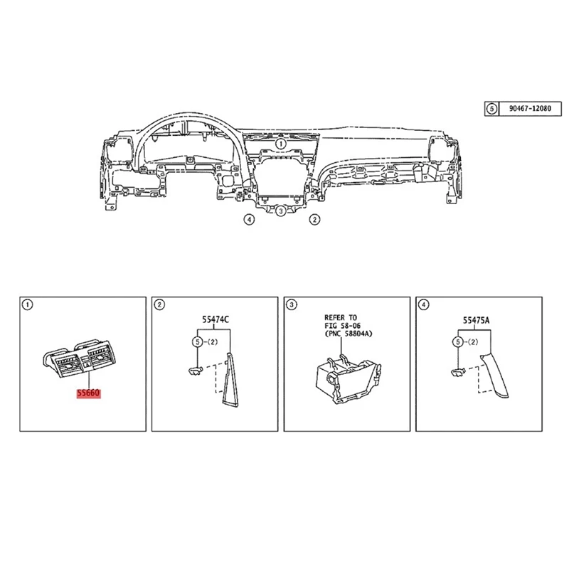 

55660-06030 Автомобильная панель на приборную панель кондиционера для Toyota Camry 2007-2013 крышка решетки вентиляционного отверстия Американская версия автомобильные запчасти