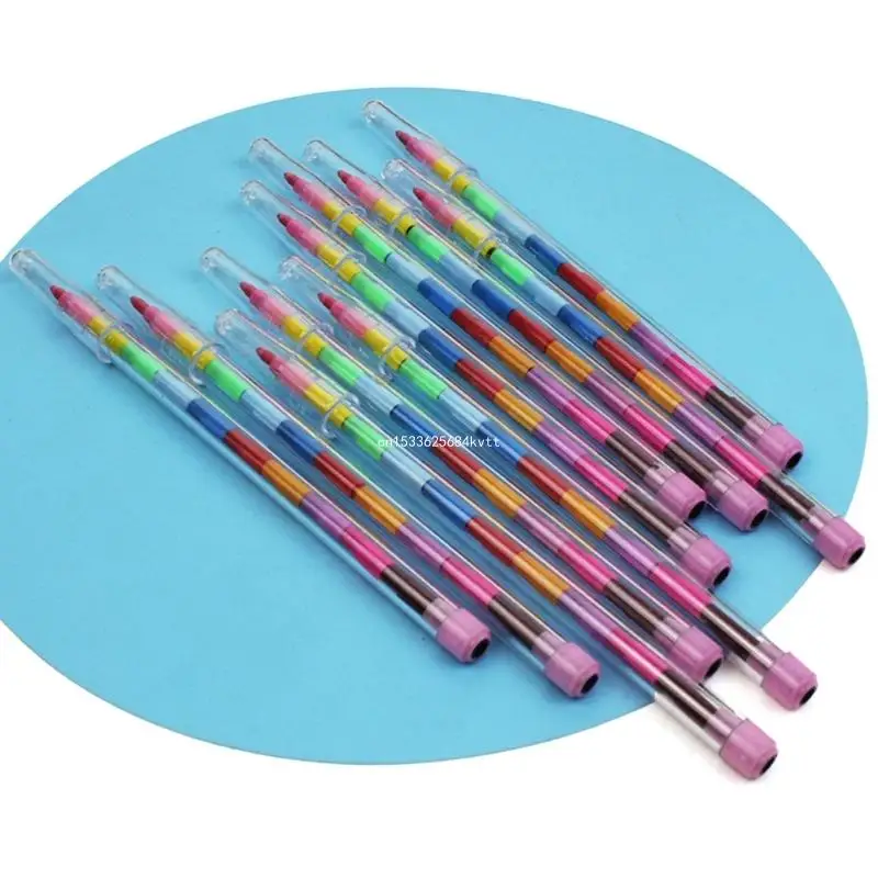 10/24Pcs 스태킹 크레용, 어린이 크레용, 빌딩 블록 낙서 펜 크레용 Dropship
