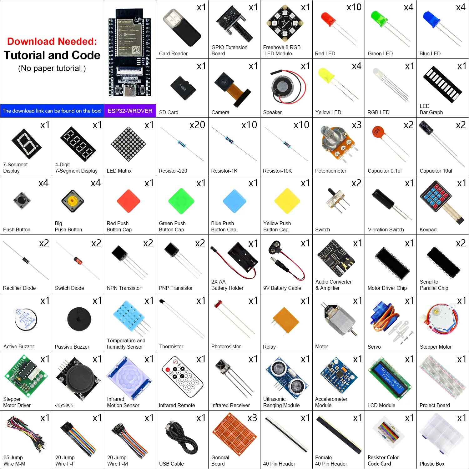ESP32 Starter Kit Freenove Ultimate 795-Page Tutorial 240 Items 122 Projects