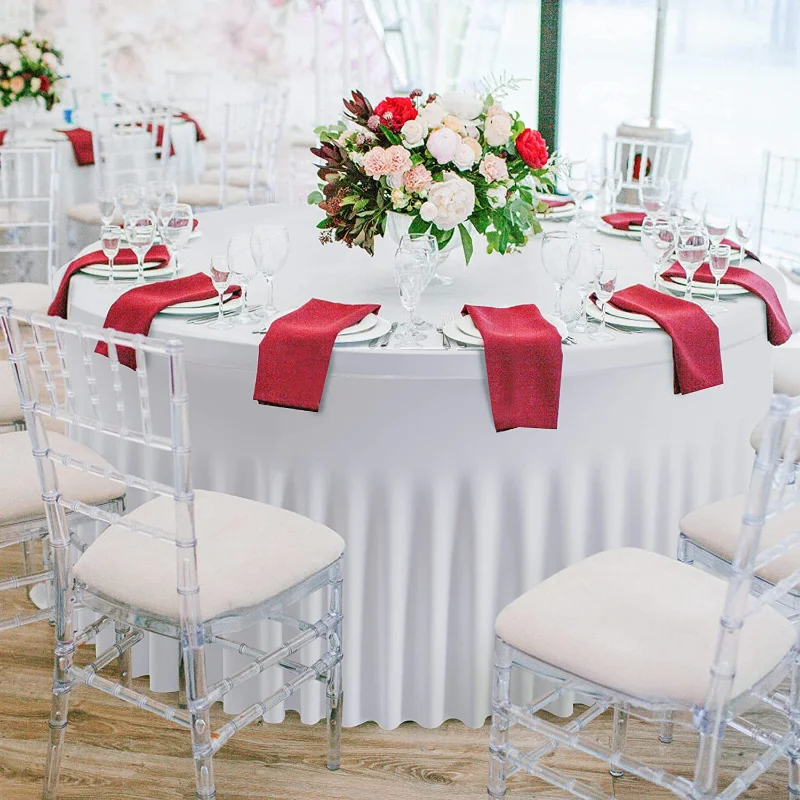 White Table Skirt Elastic Table Cloth Tablecloth Wedding Party Tableware Cover for Birthday Party Home Decor