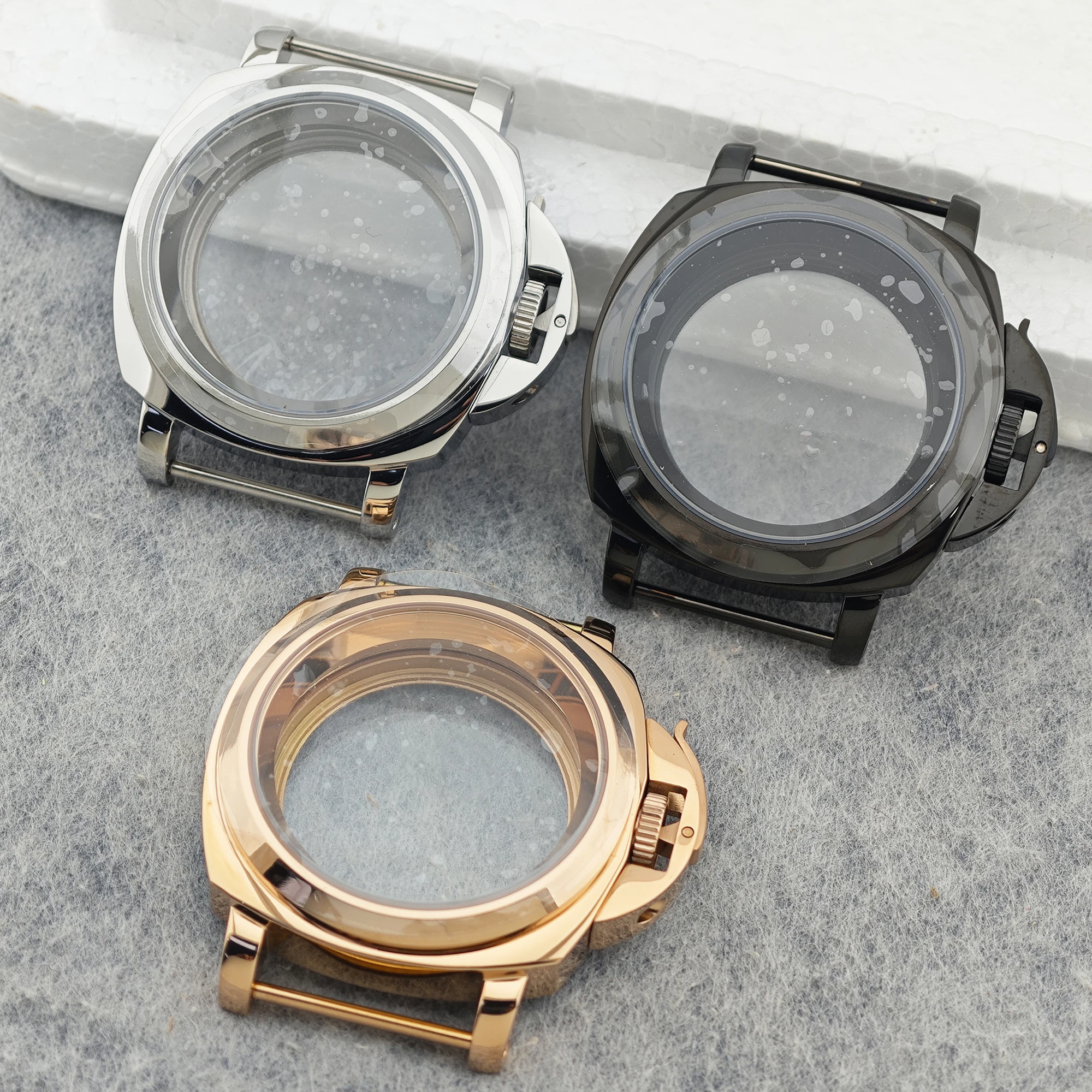 Polished Stainless Steel 40MM Watch Case with Sapphire Crystal