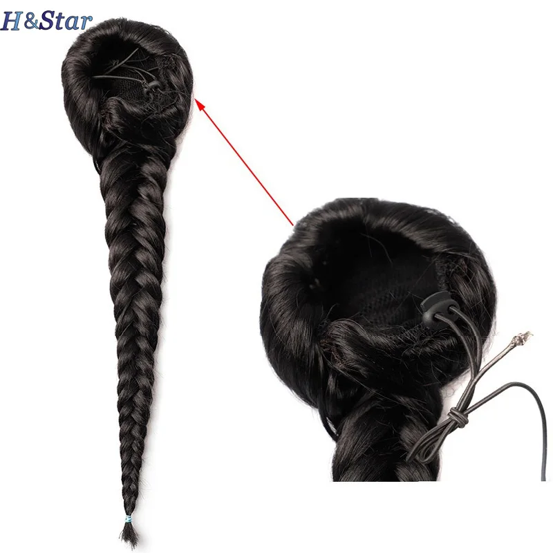 H&STAR 168Inch Synthetic Mini Drawstring Fishnone Ponytail Extensions  Heat Resistant  Braided Ponytails Extensions For Women G