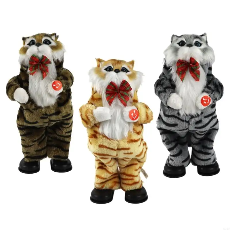 Singing Kitten Stuffed Plush Household Display Party Decorations Christmas Musical Stuffed Toy for Children