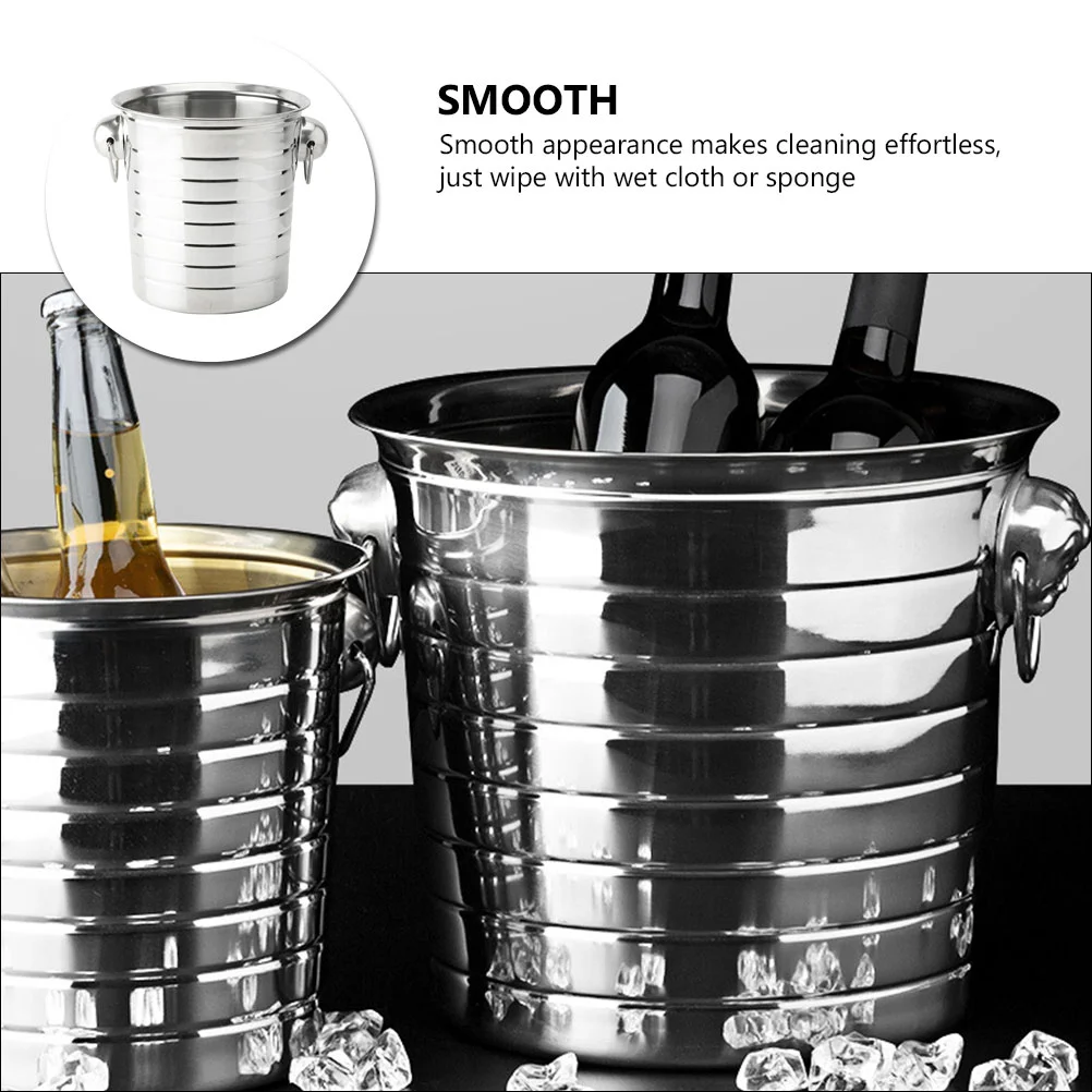 Portable Stainless Steel Holder Ice Bucket Ice Storage Bucket 3L