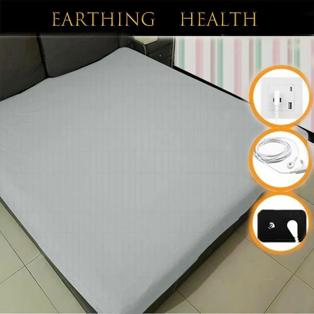 Grounding Pillow Case with Conductive Silver Fiber Organic Cotton Earthing Flat Bed Sheet for Better Sleep Natural Health정전기 방지 3