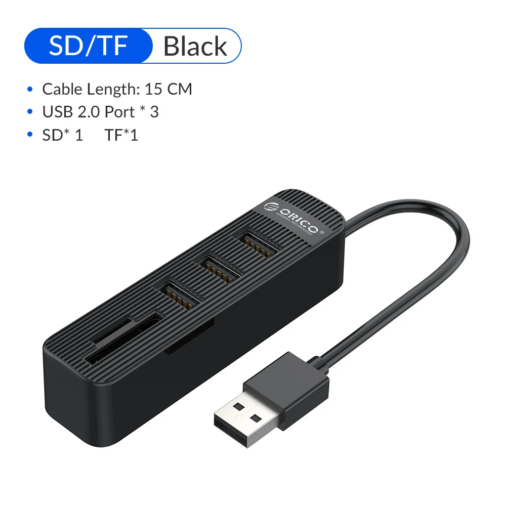  ORICO USB 2.0 HUB 4 6 Port Ultra Slim Data USB Splitter Multi SD TF Card Reader OTG Adapter Expander for Computer PC Accessories 