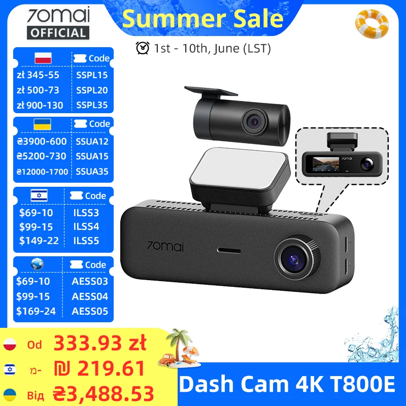 【Polen Lager】70mai T800E 3-Kanal-Kamera: 4K Frontkamera + 1080P Rückkamera + 1080P HDR Innenraumkamera, Superkondensator, 24-Stunden-Parküberwachung, GPS, WiFi 6, Sprachsteuerung - AliExpress 34