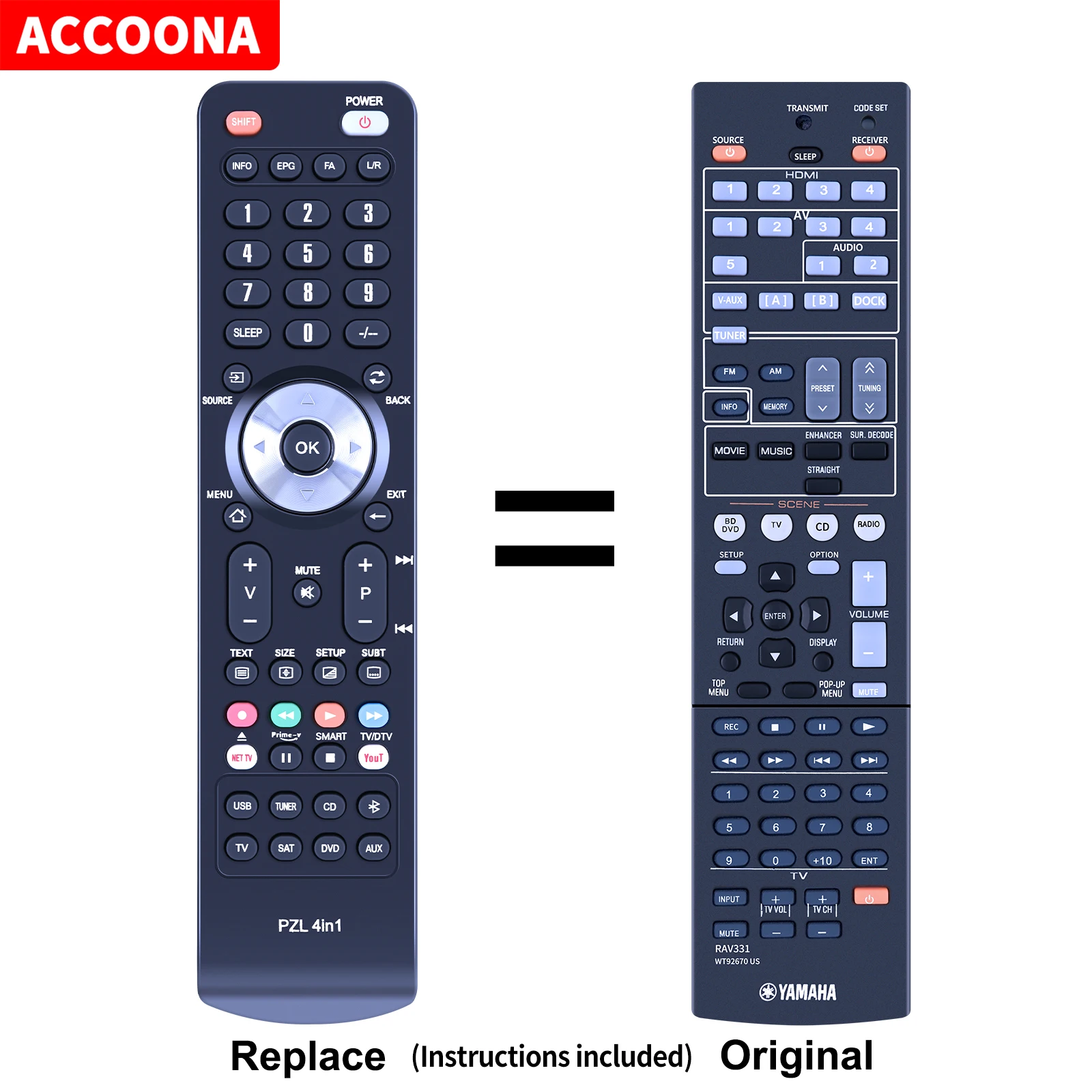 

Remote control RAV331 WT92670 US for Yamaha HTR-3063 HTR-3064 RX-V371 RX-V367