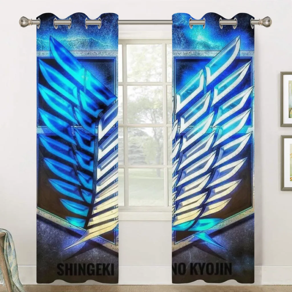 Wings of Liberty Attack on Titan Retro Shading Curtains  for Living Room Decoration Window Curtain 2 PC  4