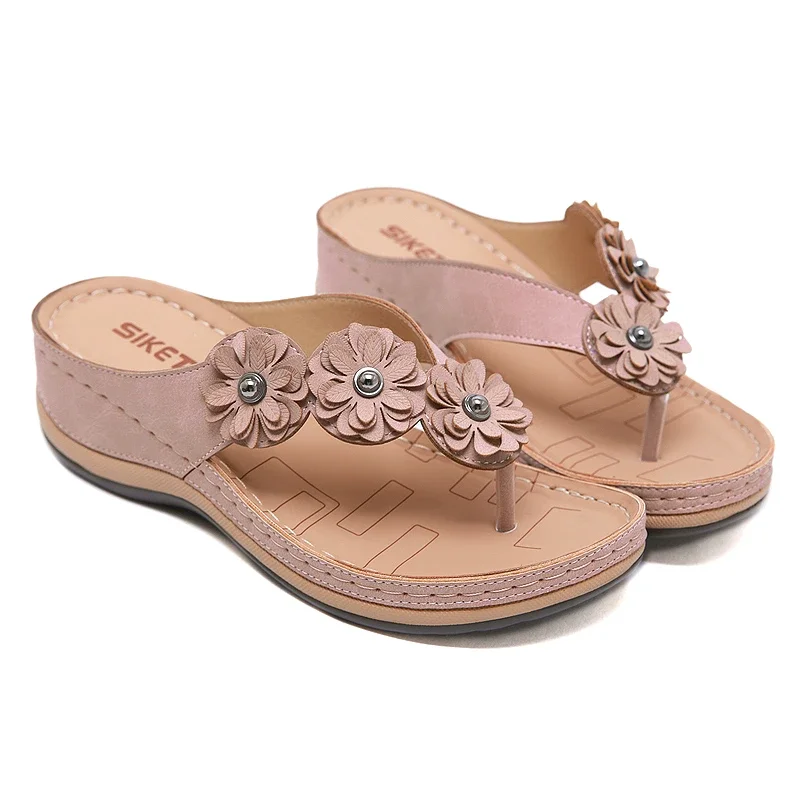 Women Sandals Summer Flat Sandal for Women 5 Colors Sandales Multicolor Retro Flowers Flip-flops Women Slippers Sandalias Mujer Platform Shoes