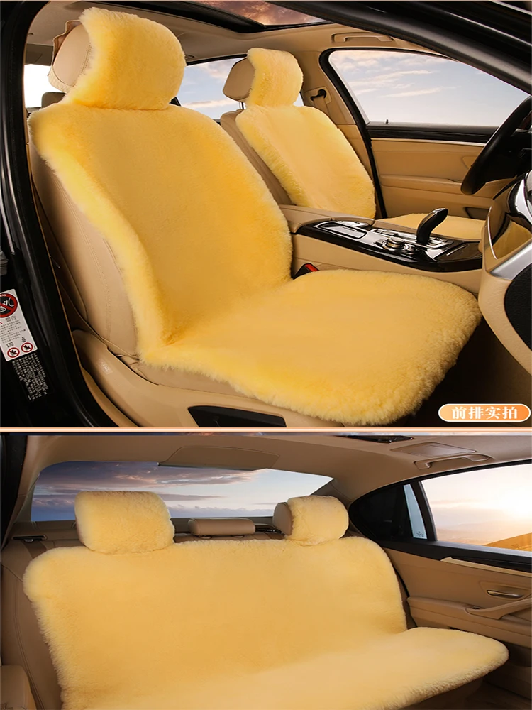 3pcsGenuineSheepskinSeatCoversForCarsFullSetUniversalLambskin