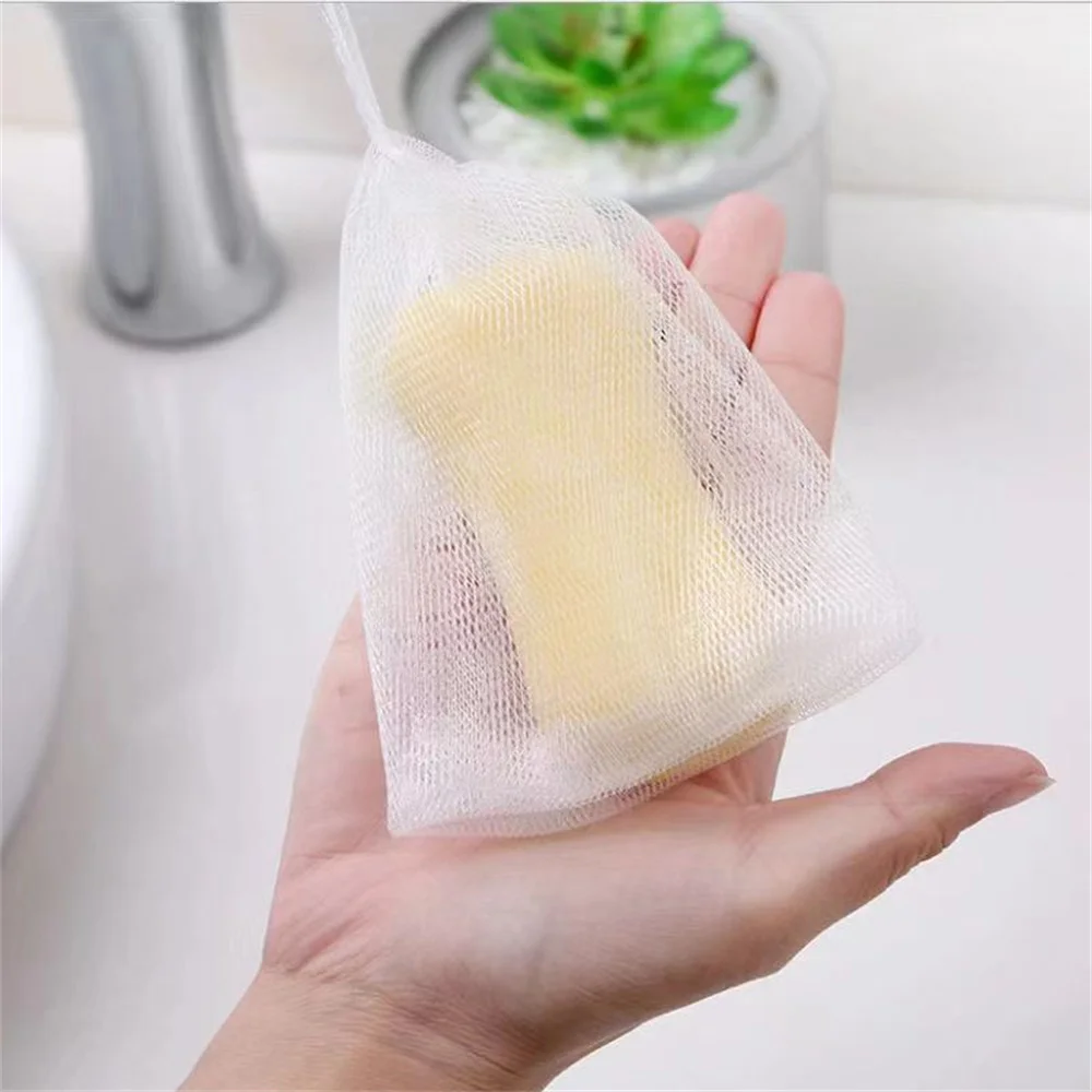 Facial Cleanser Soap Mesh Bags Foaming Mesh Soap Body Wash Foaming Mesh Bag Drawstring Bags Household Cleaning Supplies 5