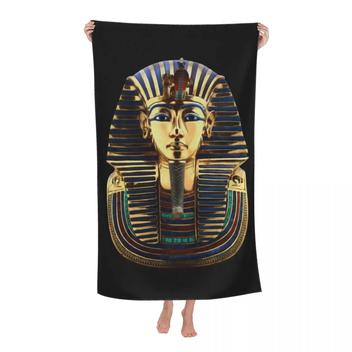 Egypt Ancient King Tutankhamun Beach Towel Super Soft Quick Dry_voghion.com