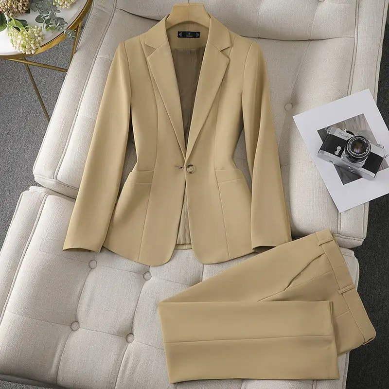 Women's 2024 Spring Autumn New Fashion Professional Suit Matching Set Korean Elegant Casual Blazers Jacket Pants Two Piece Suits