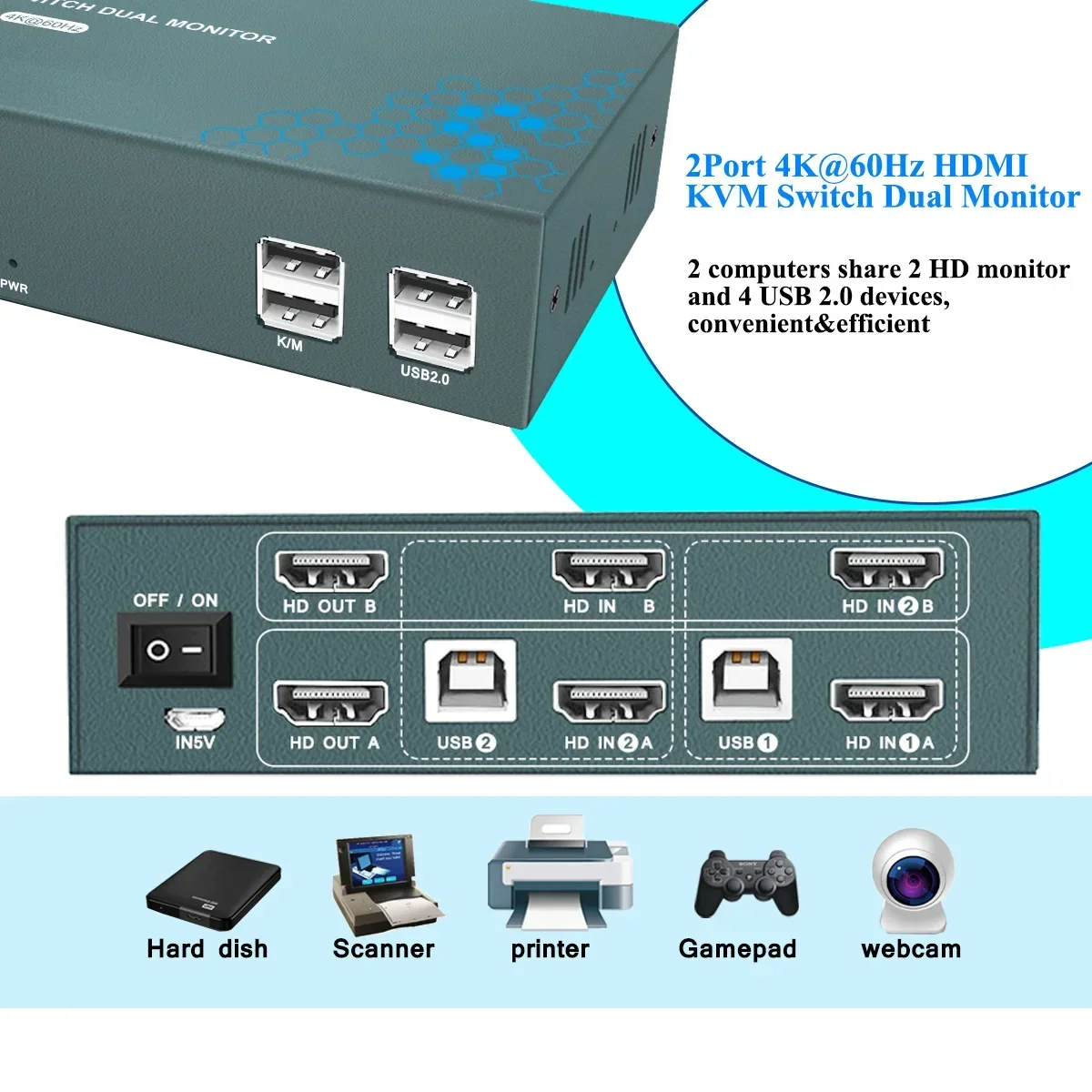 Hdmi Usb Kvm Switch Computadores 4k Portas hd Computadores Portas 16 Portas Thunderbolt dp Dvi Compatível para Xiaomi mi Box Ps4 tv - Imagem 3