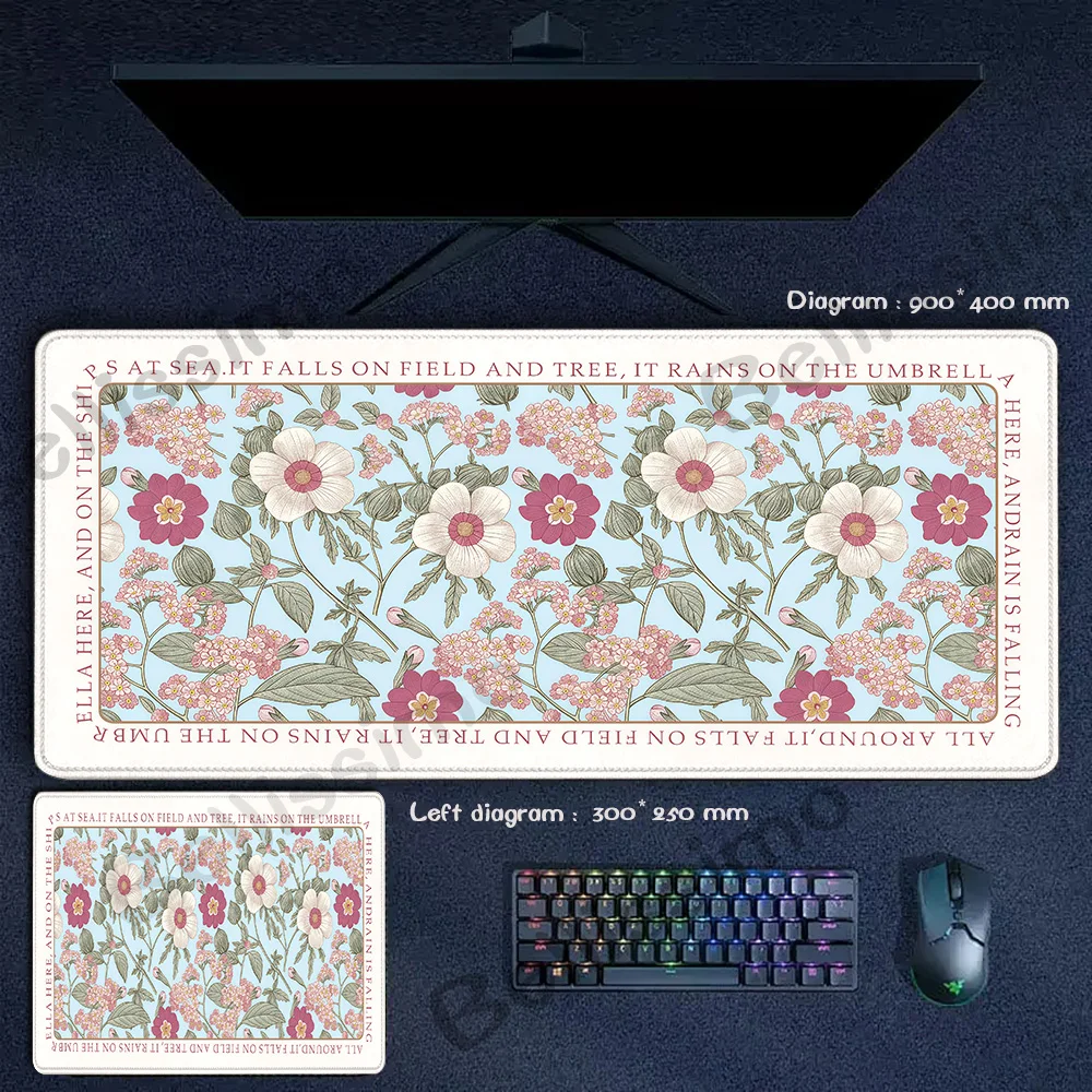 Tapis De Bureau SXCKANG XXL 90x40 Cm Vert Motif Plantes – Esthétique, Antidérapant & Étanché