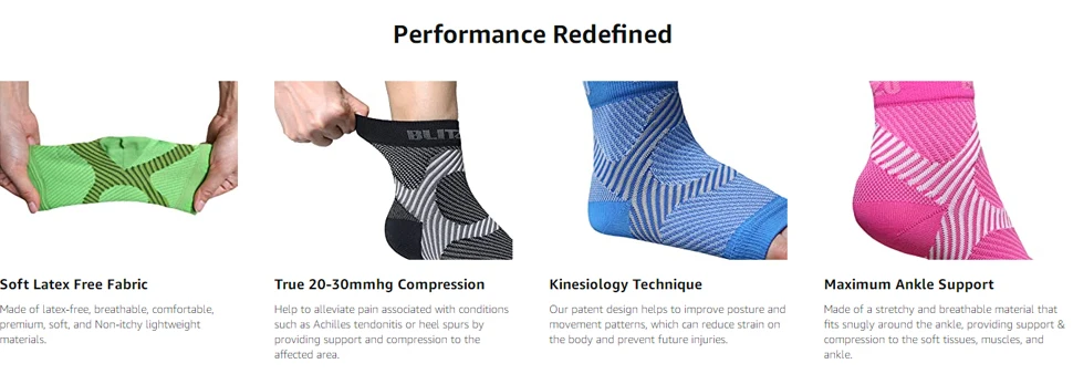 Description Picture 5 of item1Pair Sports Ankle Brace Compression Plantar Fasciitis Socks Sleeves, Foot & Arch Support. Heel Pain, Achilles Tendonitis Relief