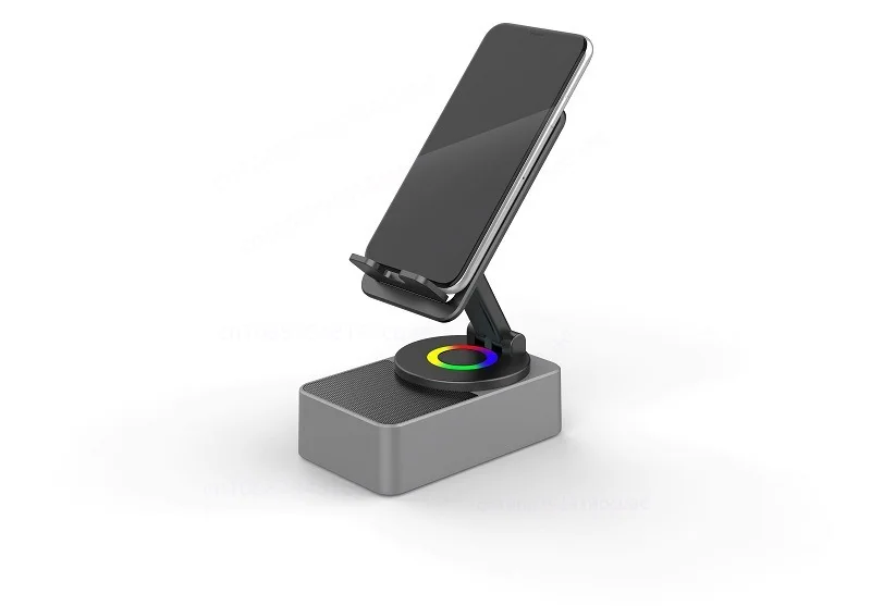 360° Rotating Phone Stand with Bluetooth Speaker & Power Bank, Adjustable Tripod