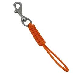 Marine Grade Steel Diving Lanyard with Braided Rope and Swivel Hook Clip (Orange)