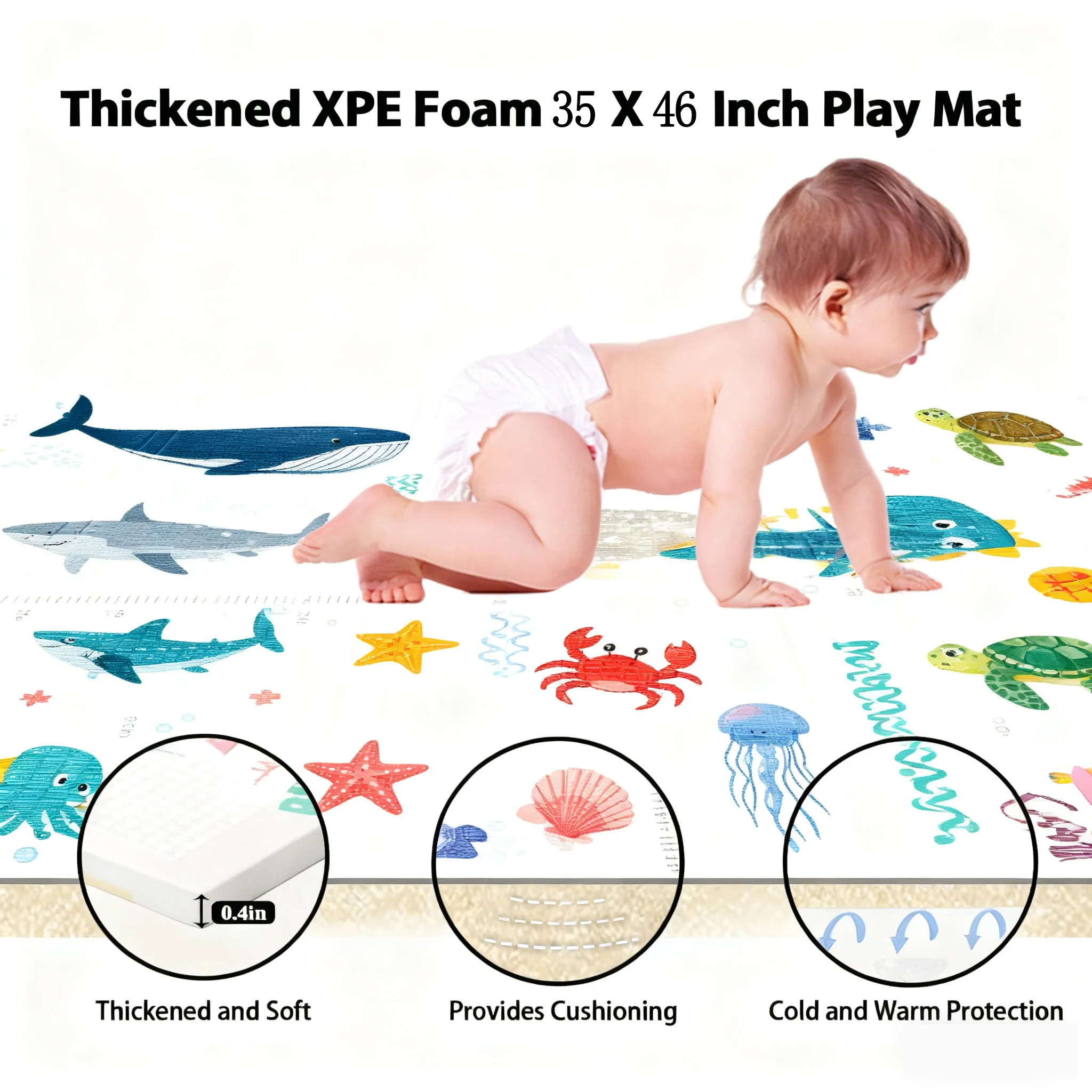 Tappetino Pieghevole Premium per Bambini, Spesso e Imbottito in XPE, Impermeabile e Sicuro, per Neonati e Bambini - immagine 4