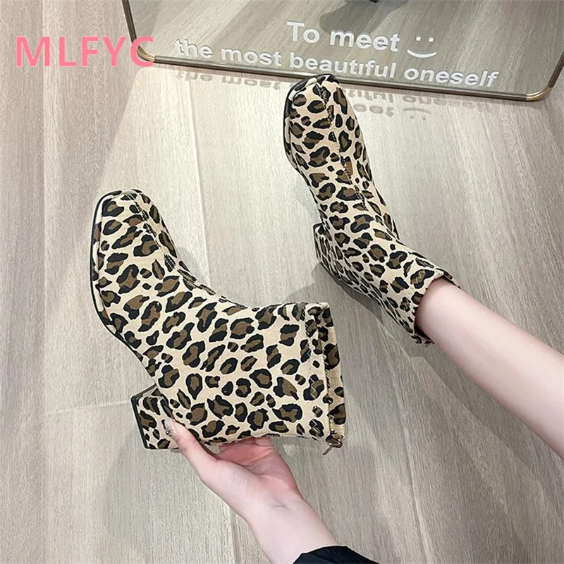 European and American oversized thick heeled short denim with back zipper, medium heeled thin fashion skinny women's boots