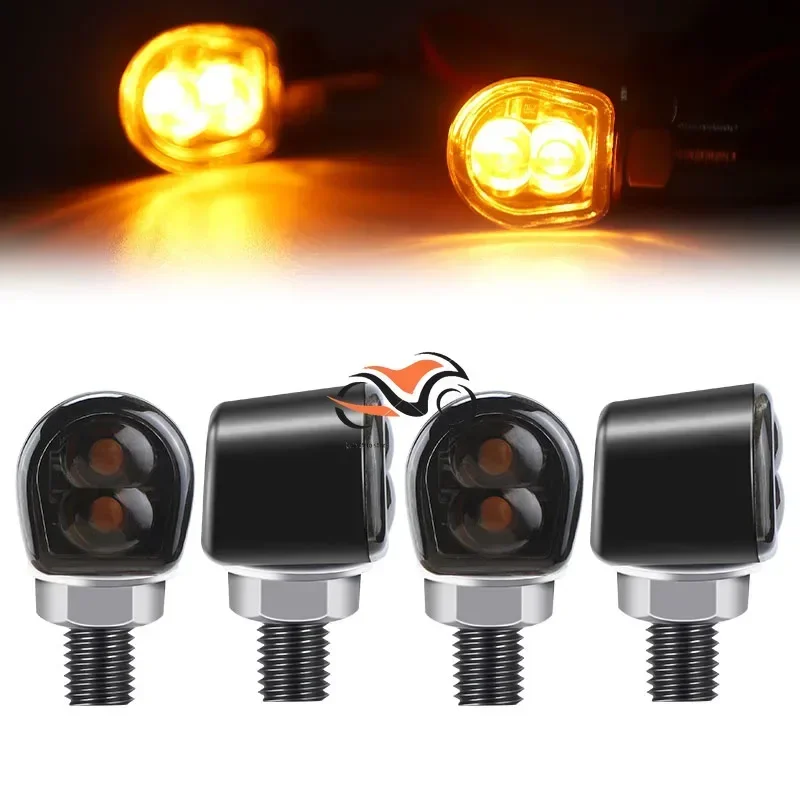 

8mm Mini Motorcycle led Turn Signal Indicators Blinker Lights Amber flasher Signal lamp intermitentes moto 12V for cafe racer