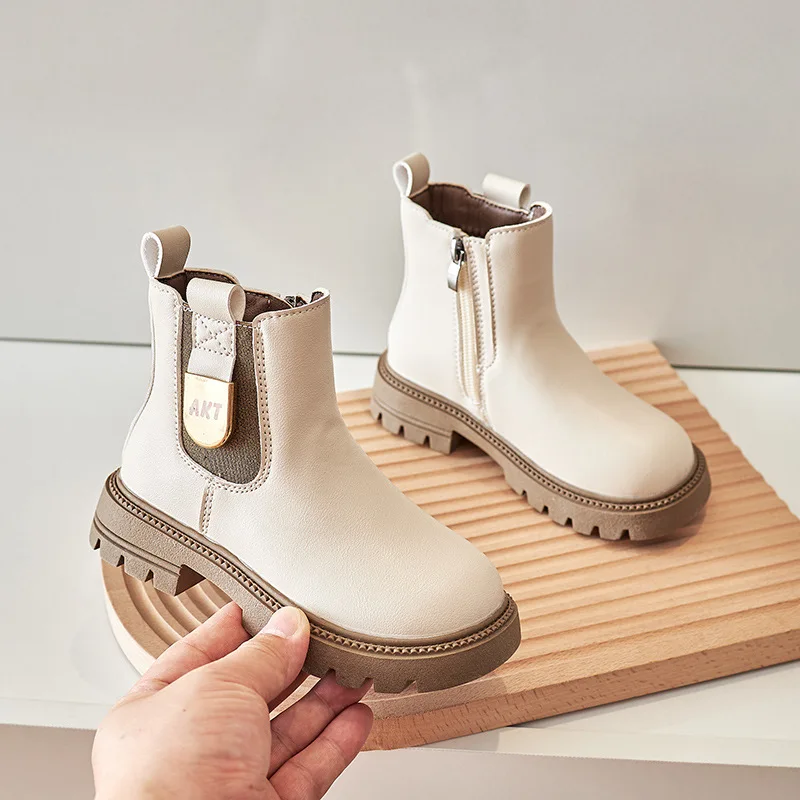 New 2025 Autumn Kids Leather Chelsea Boots Waterproof Children