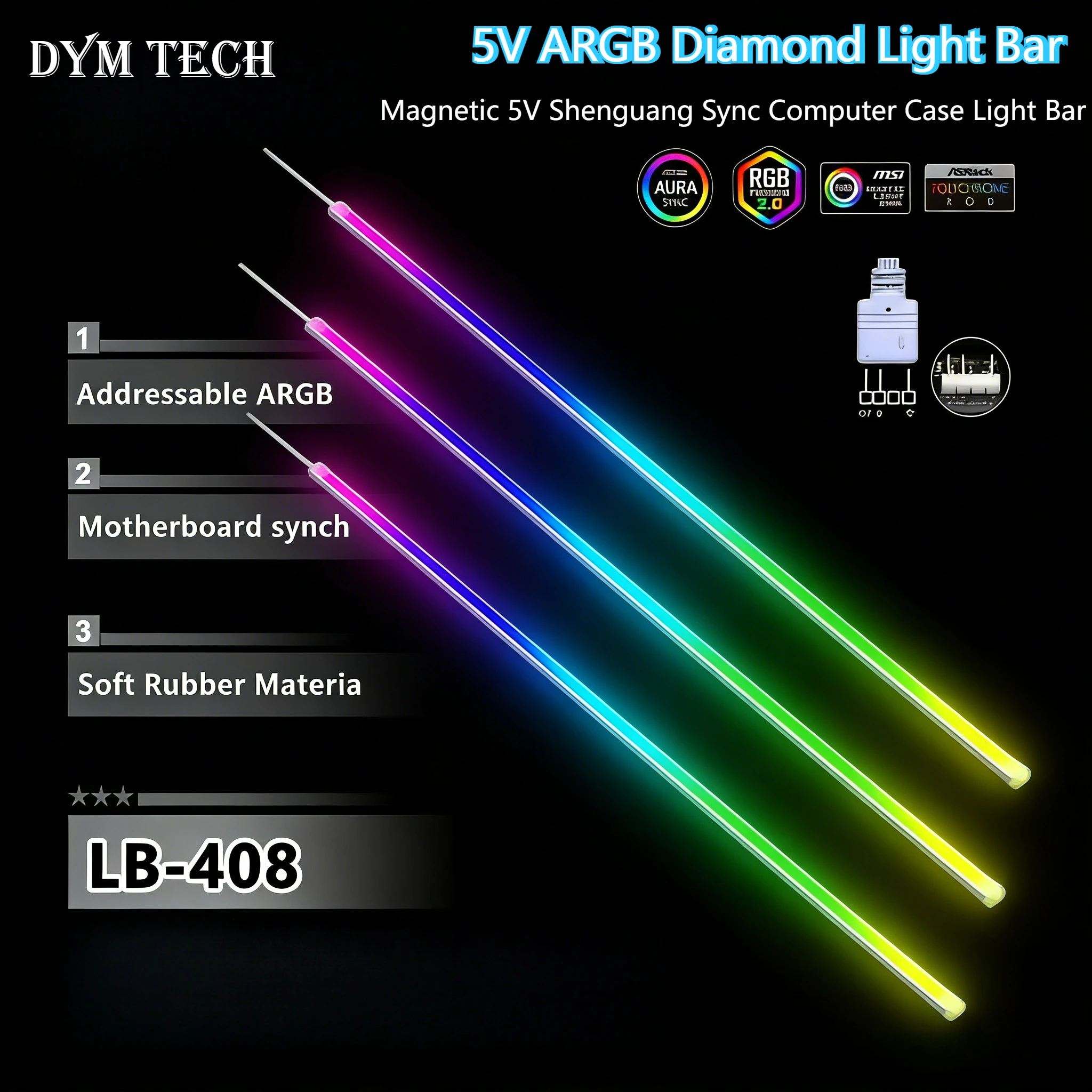 รูปสินค้า แถบไฟ LED ARGB ยืดหยุ่น 40 ซม. ตกแต่งเคสคอม 5V 3PIN