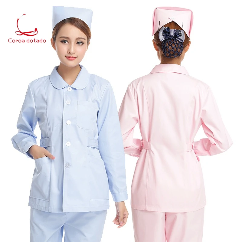 robe-d'infirmiere-a-manches-longues-pour-femmes-ensemble-separe-a-col-de-poupee-d'hiver-uniforme-de-travail-pour-dentiste-a-manches-courtes