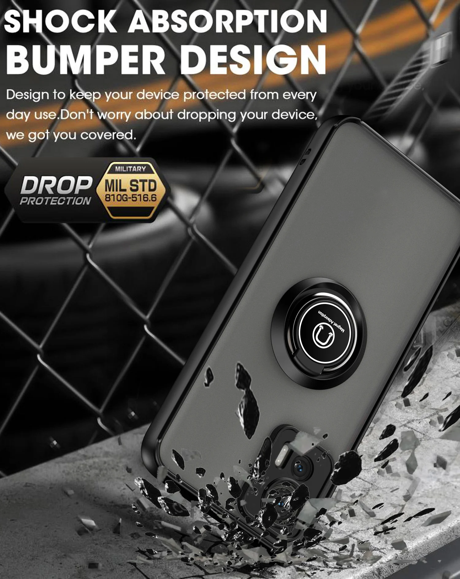 Motorola Edge Series Shockproof Case with Fall Prevention and Ring Stand Holder