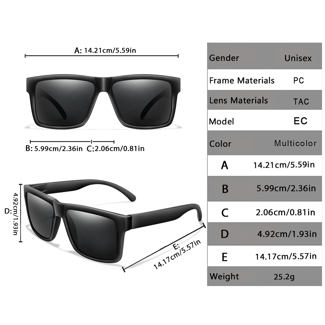 Polarized Cycling Sunglasses Classic Square Shades UV Protection Men and Women