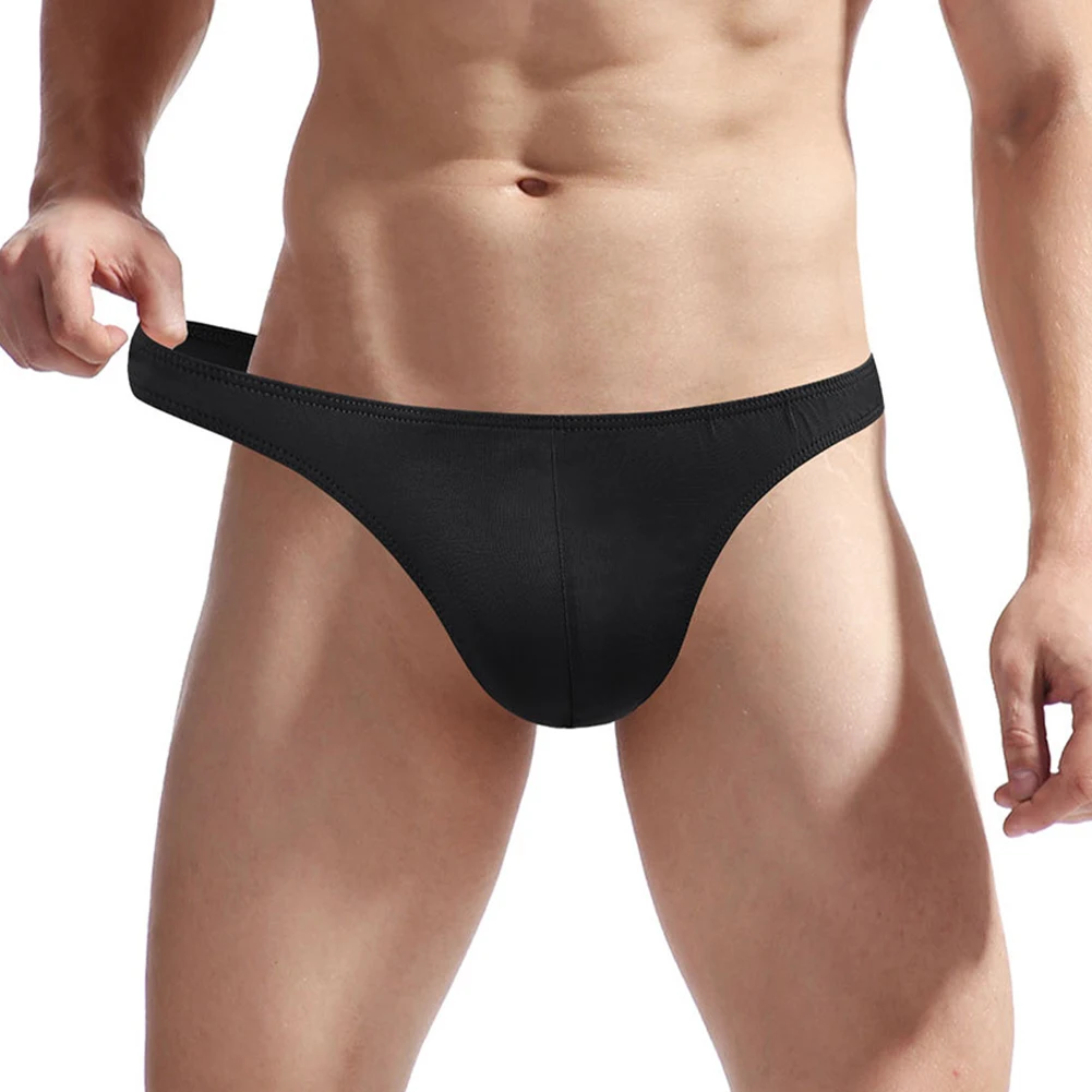 Sexy Men Briefs Enhance Pouch Thong T-back Bikini G-String Solid Tangas Posing Underwear Seamless Elasticity Underpants