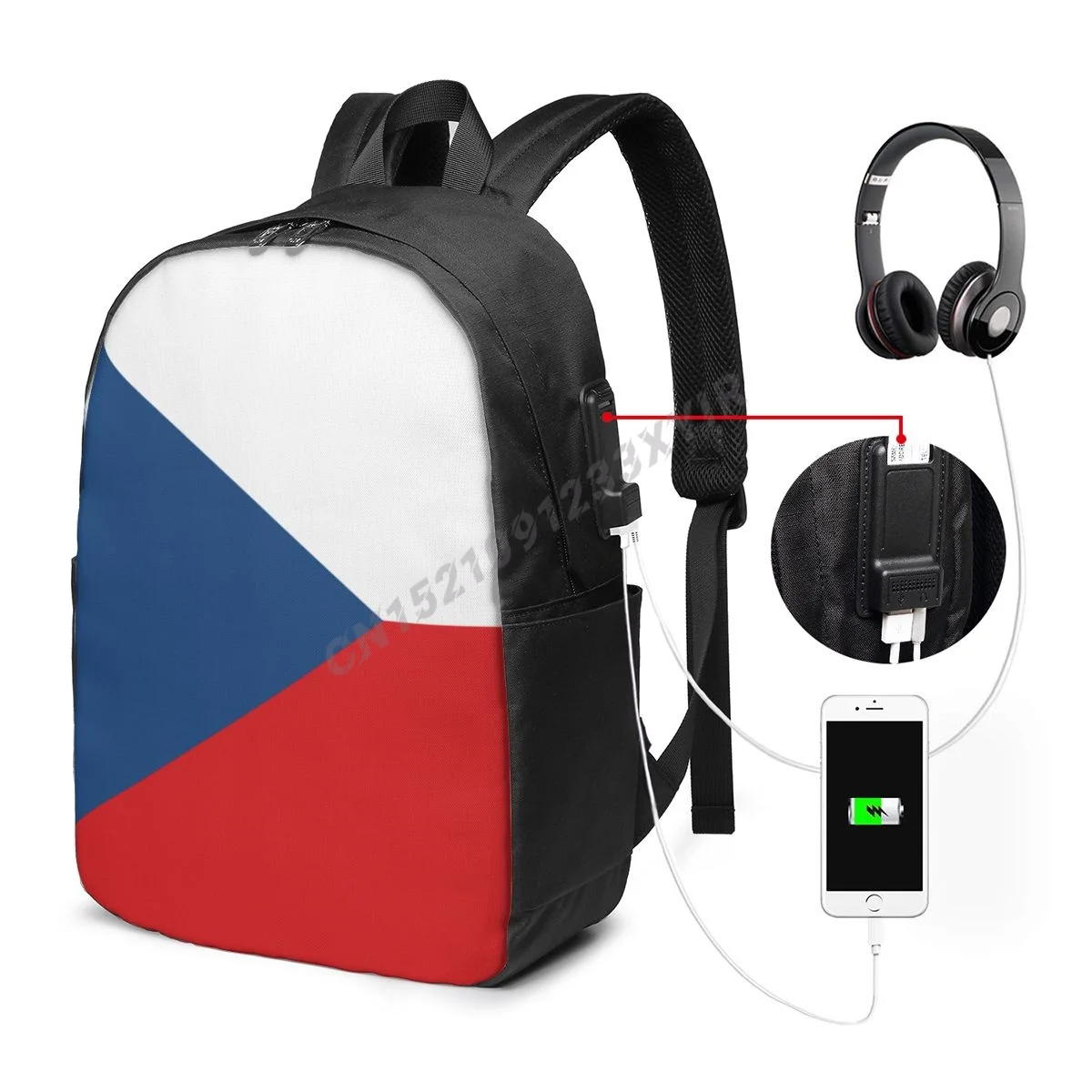 

Backpack Czech Republic Flag Czechs Country Map IT'S IN MY DNA Fans Student Schoolbag Travel Casual Laptop Back Pack Unisex